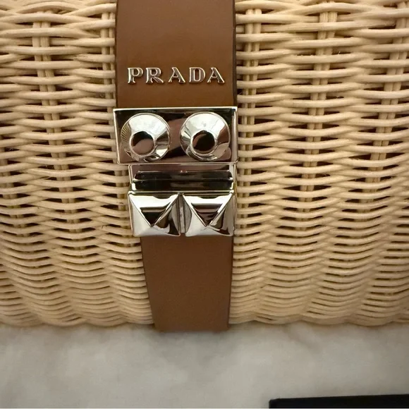 Prada Tan Wicker Handbag Bag - Picture 7 of 13